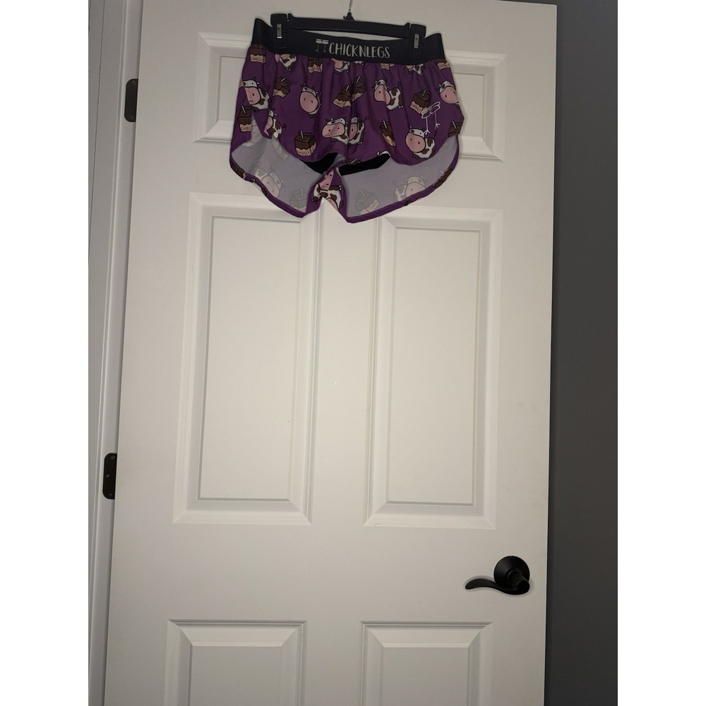 Chicknlegs Choccy Cows Split Running Shorts Medium W Liner